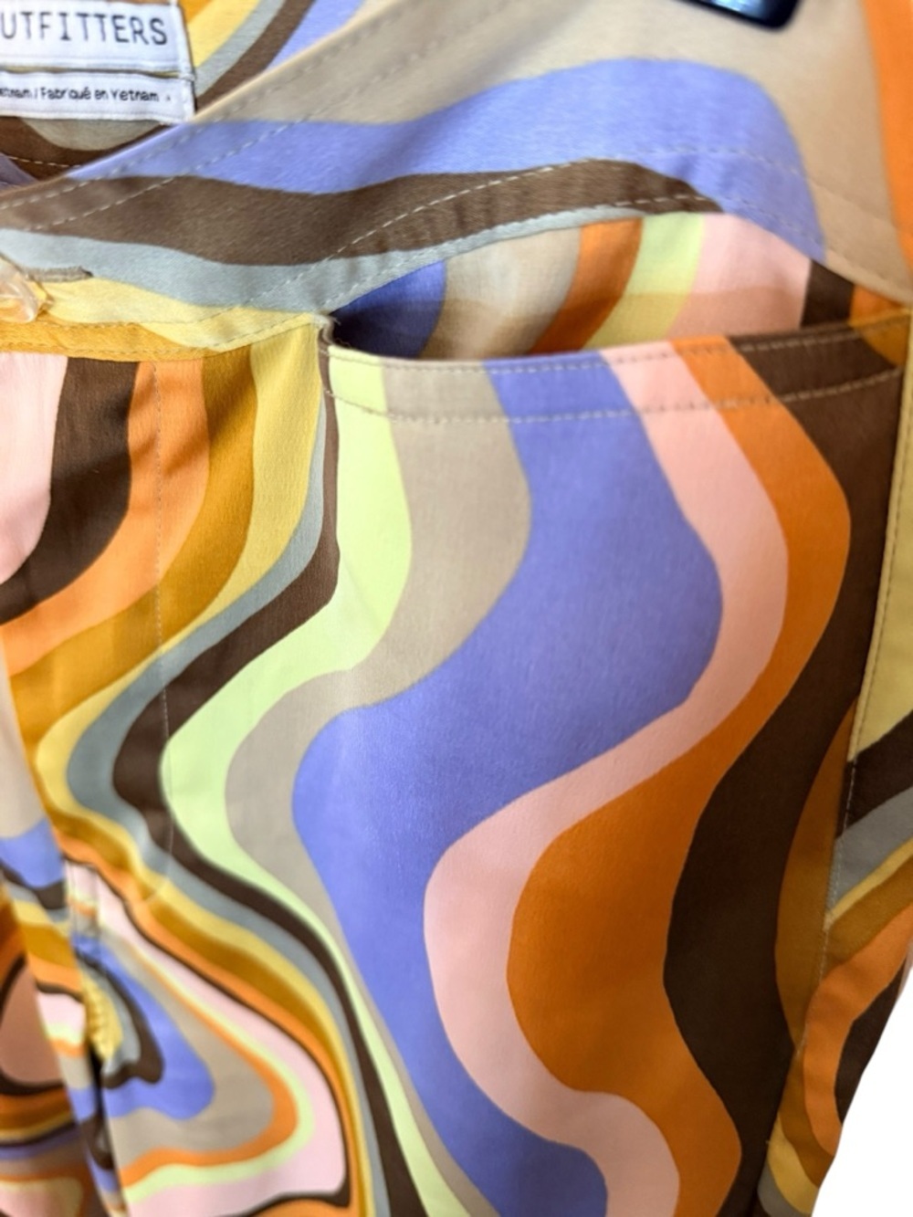 Urban Outfitters Retro Wave Print Wide Leg Pants Size S Y2K Groovy - Picture 7 of 10